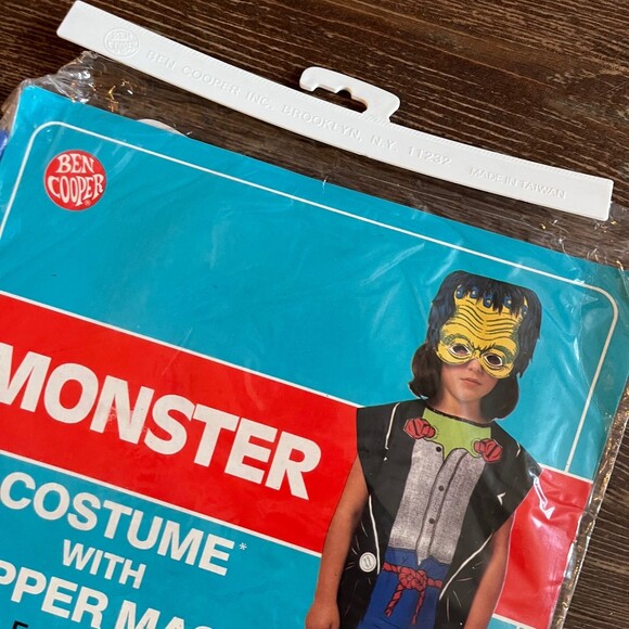 Vintage Ben Cooper Frankenstein Monster Halloween Costume wtih Topper Mask - Picture 3 of 9